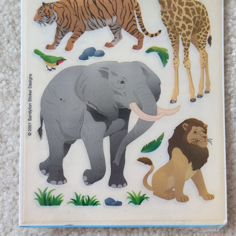 Sandylion Sealed Packages Stickers Vintage Animals 2001 Owl Fox Bear Elephant